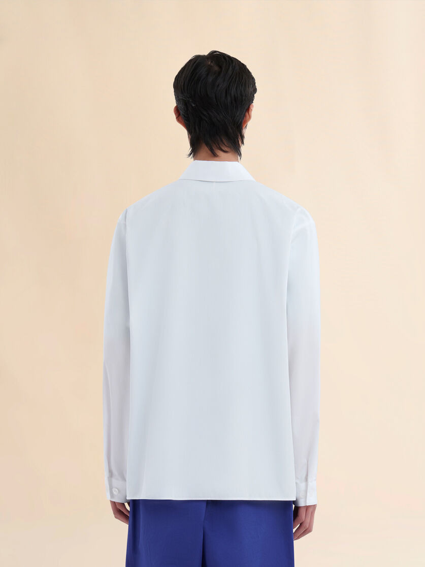 WHITE ORGANIC POPLIN ZIP SHIRT WITH HIDDEN LOGO - 3
