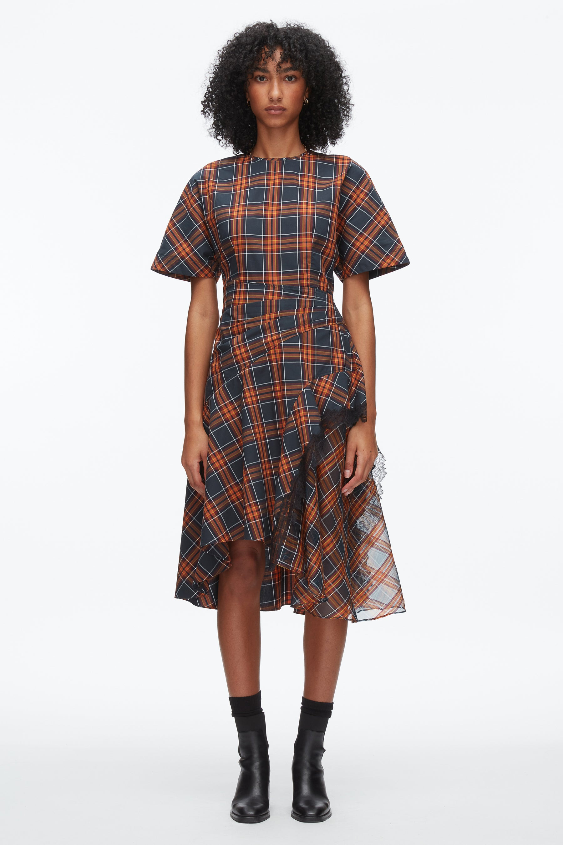 Plaid Mix Draped Dress - 2