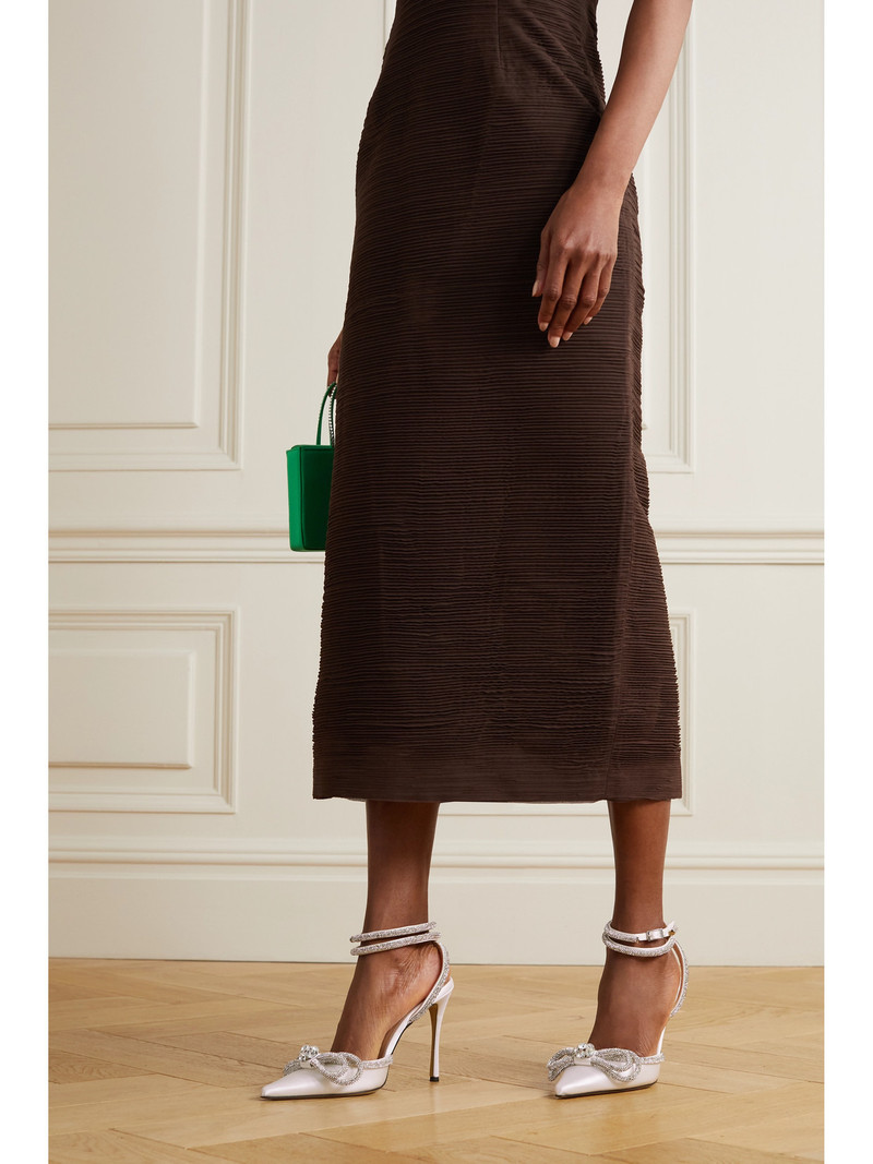 MACH & MACH Double Bow Crystal-embellished Silk-satin Point-toe Pumps outlook