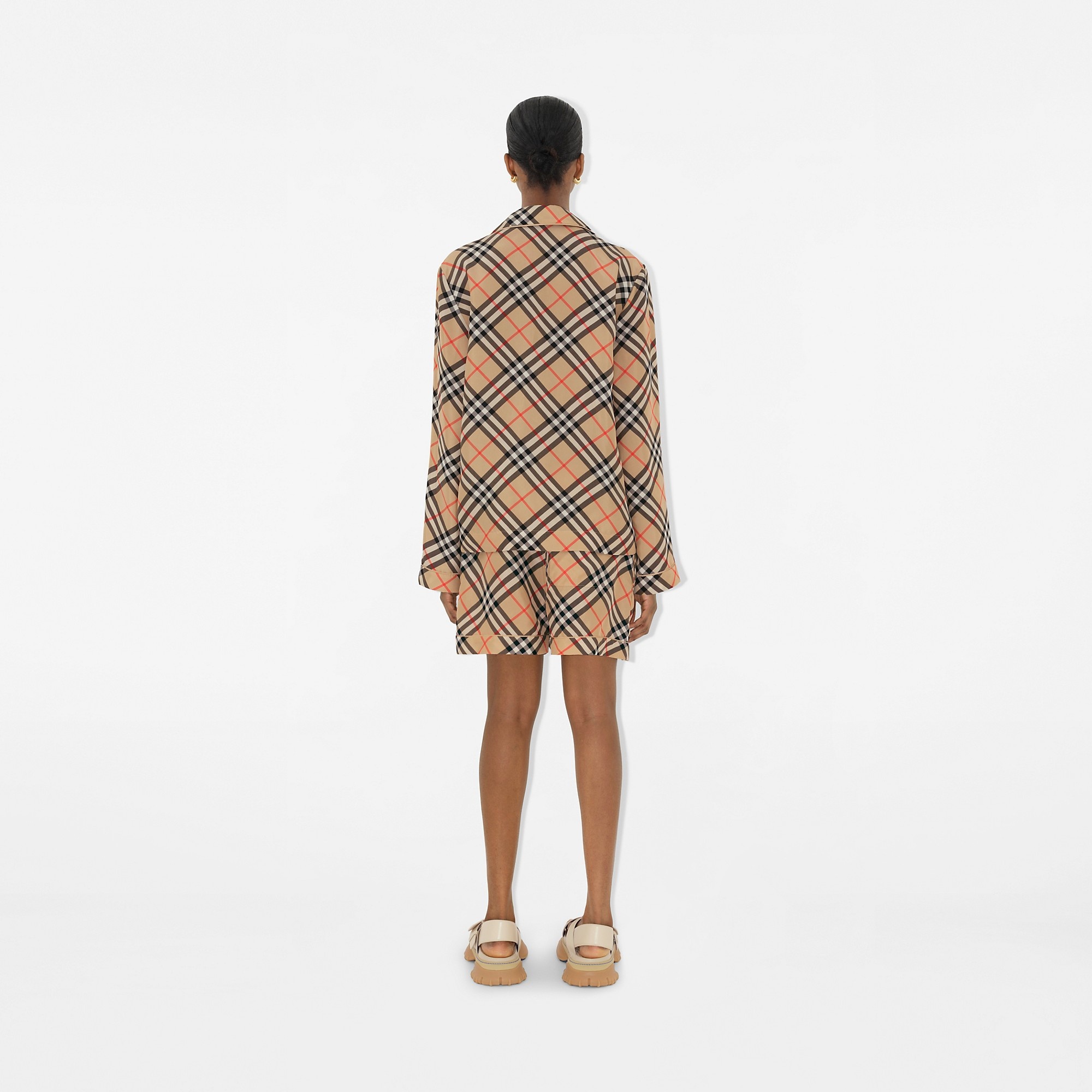 Check Silk Pyjama Shirt - 4
