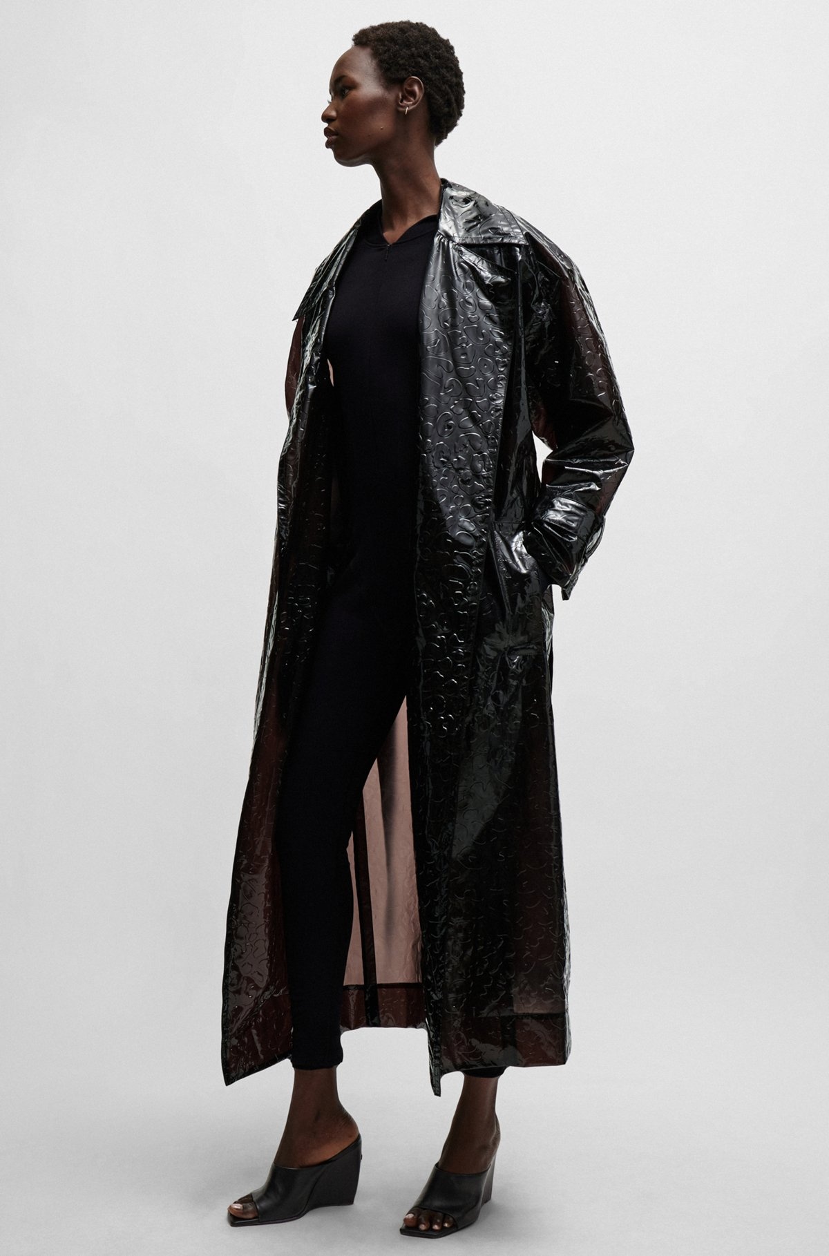 NAOMI X BOSS OVERSIZE RAINCOAT WITH LEOPARD-PATTERN EMBOSSING - 7