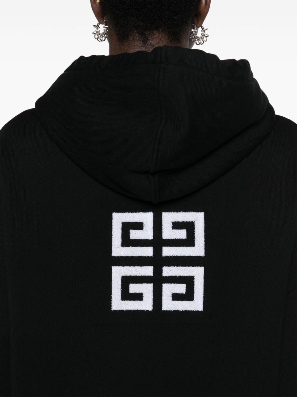 logo-flocked cotton hoodie - 5