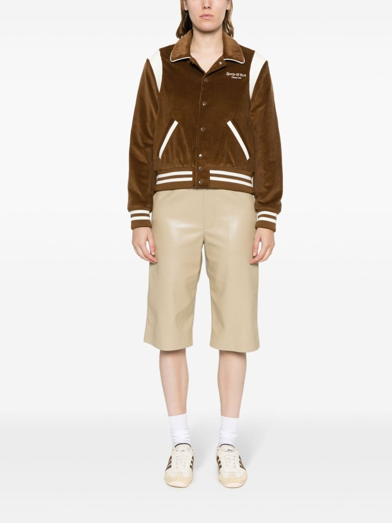 Sporty & Rich logo-embroidered corduroy bomber jacket outlook