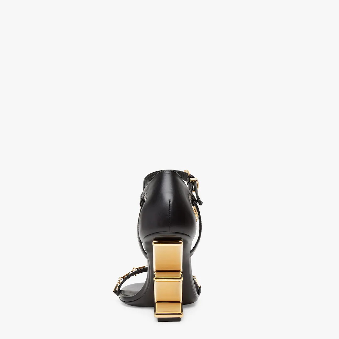 Fendace black leather high-heeled sandals - 3