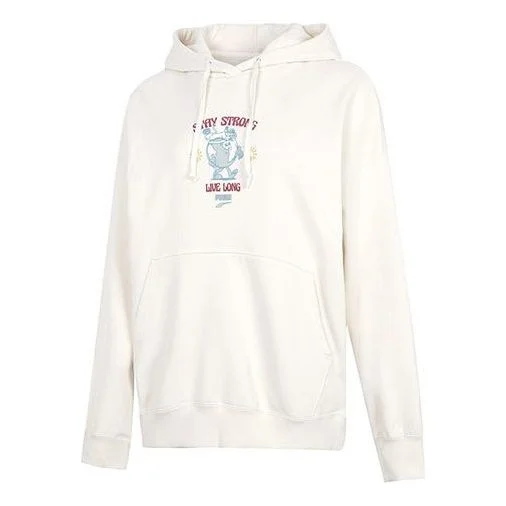(WMNS) PUMA Oversized Graphic Hoodie 'White' 537633-99 - 1