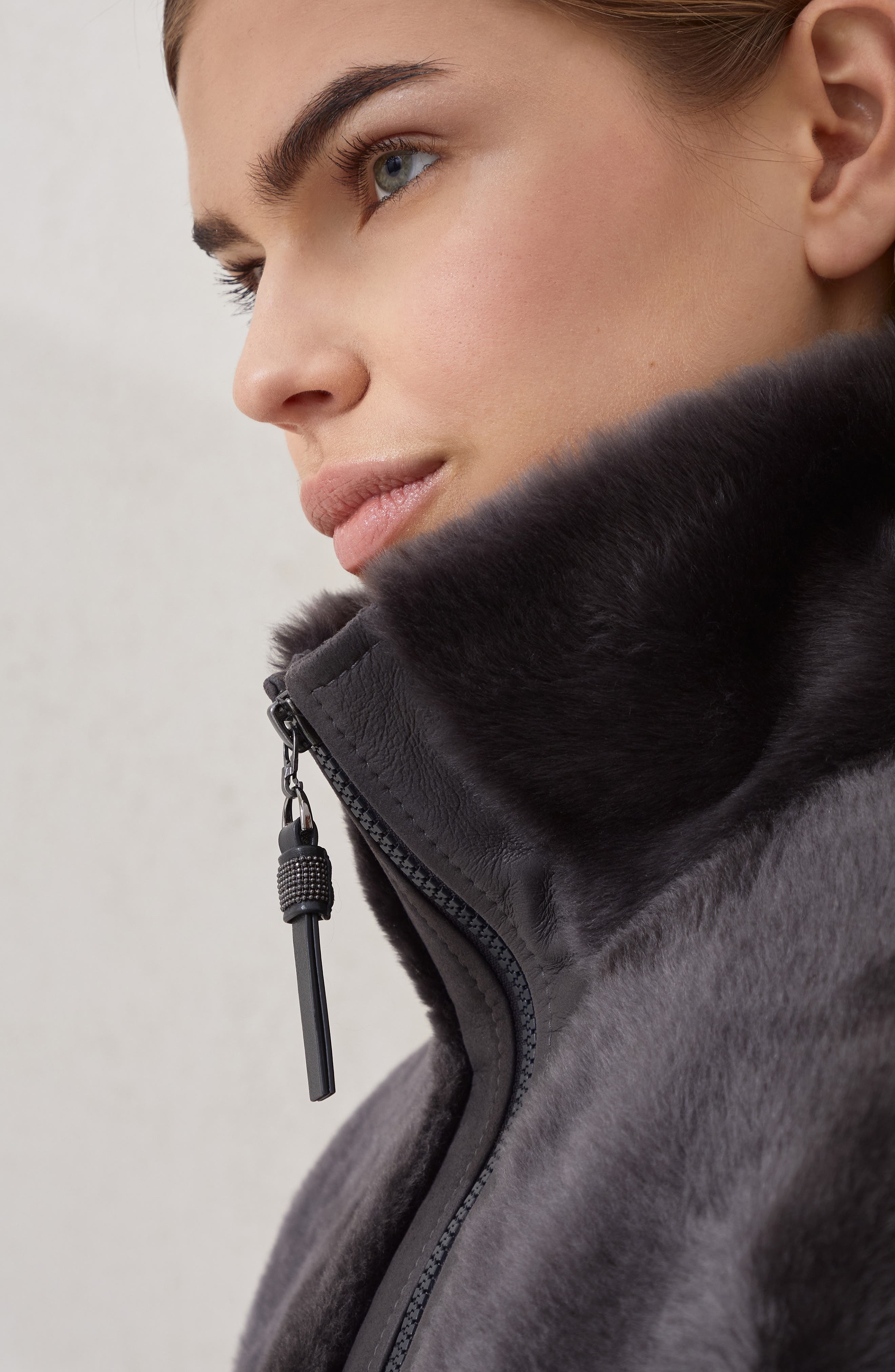 Brunello Cucinelli Shearling outerwear in Charcoal at Nordstrom - 4
