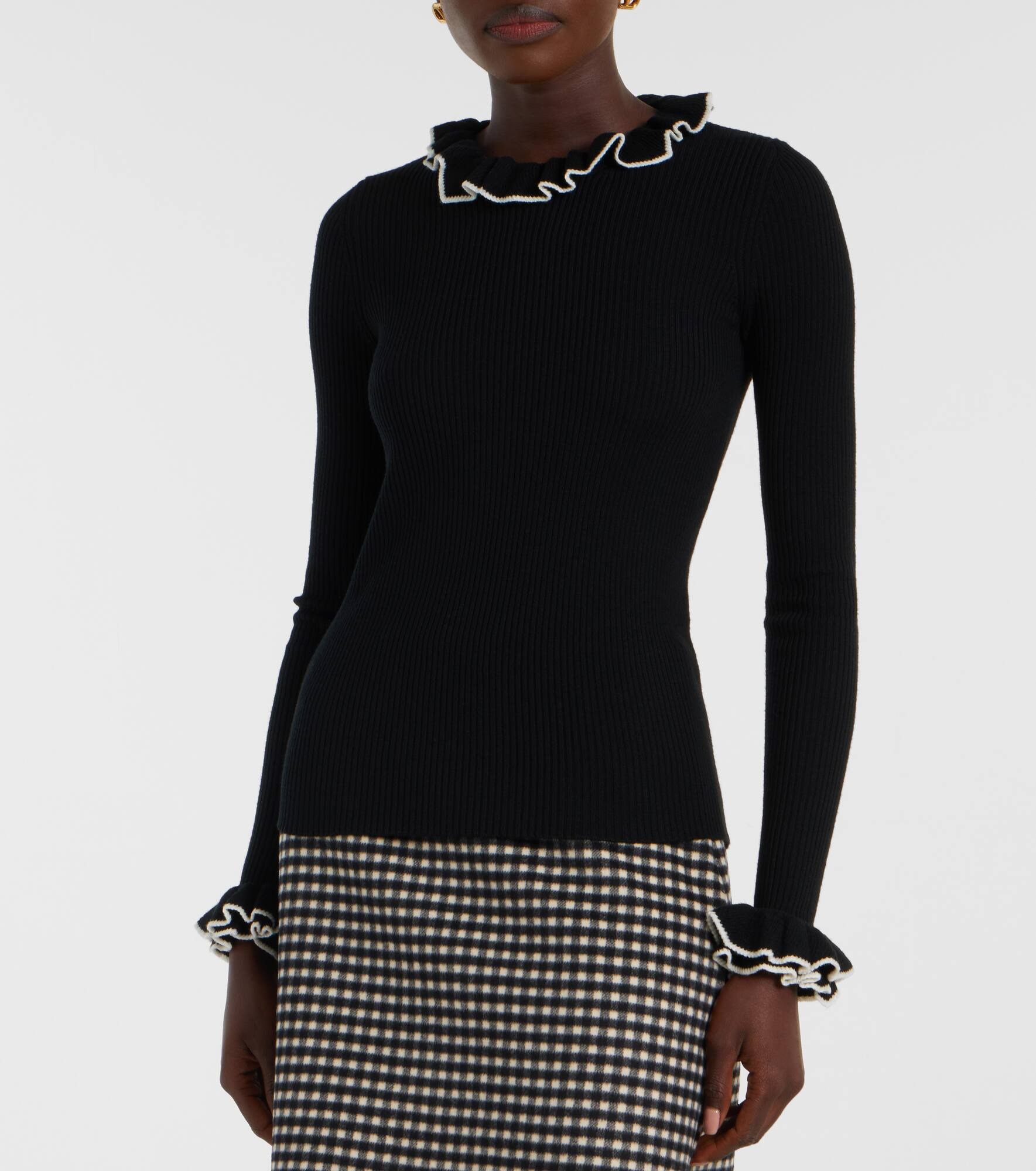 Ruffled virgin wool sweater - 6