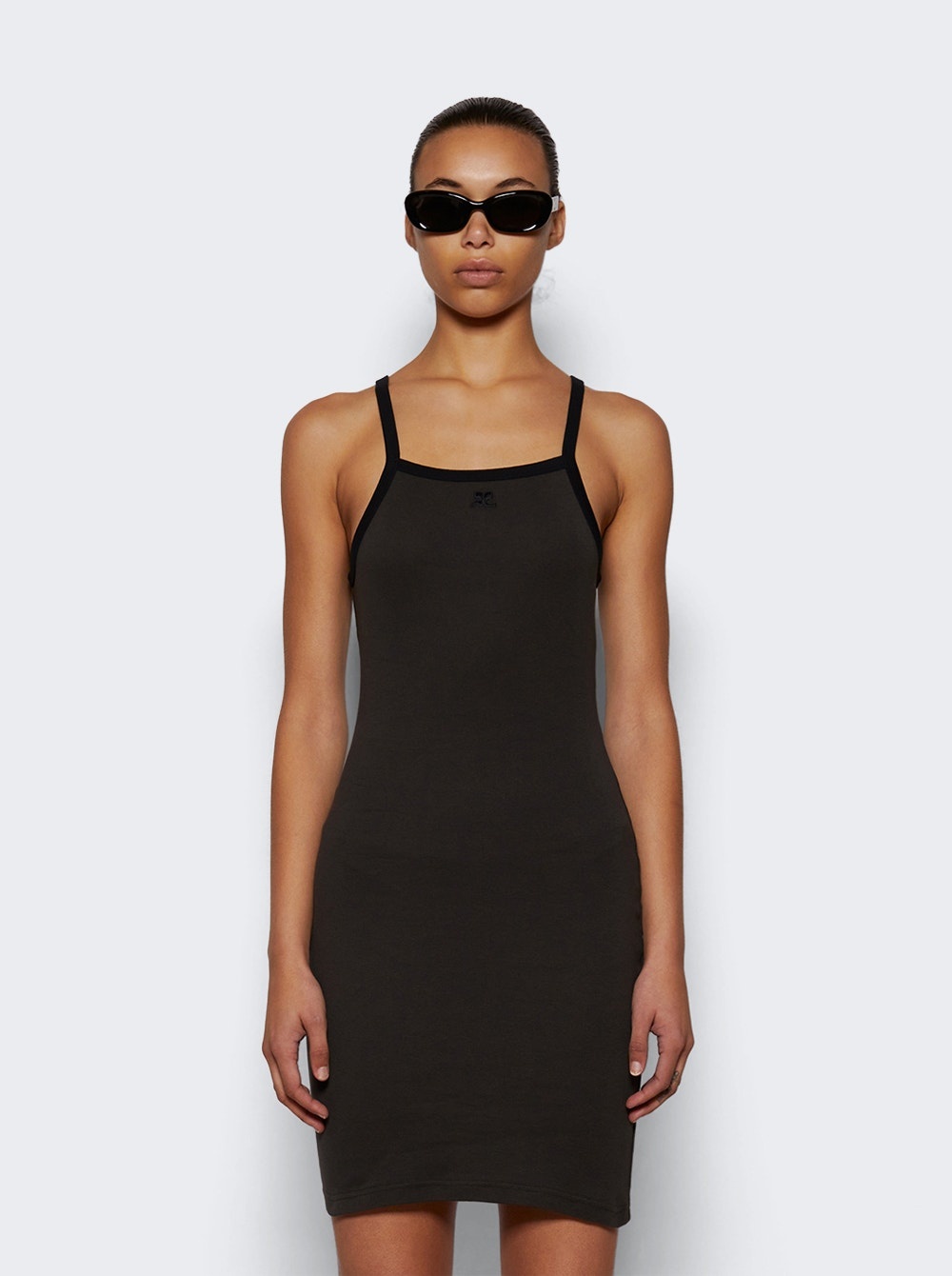 Contrast Mini Dress Mud Brown And Black - 3