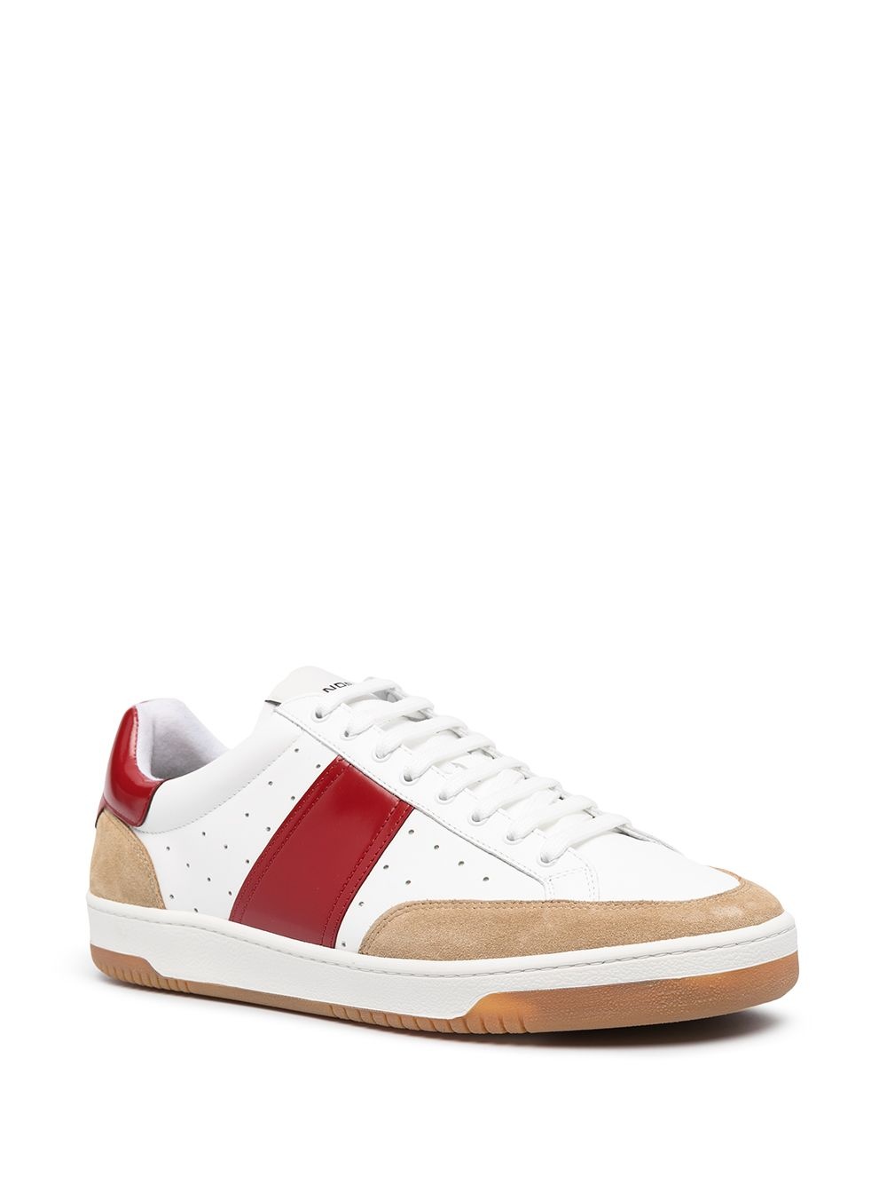 contrast-panel leather trainers - 2