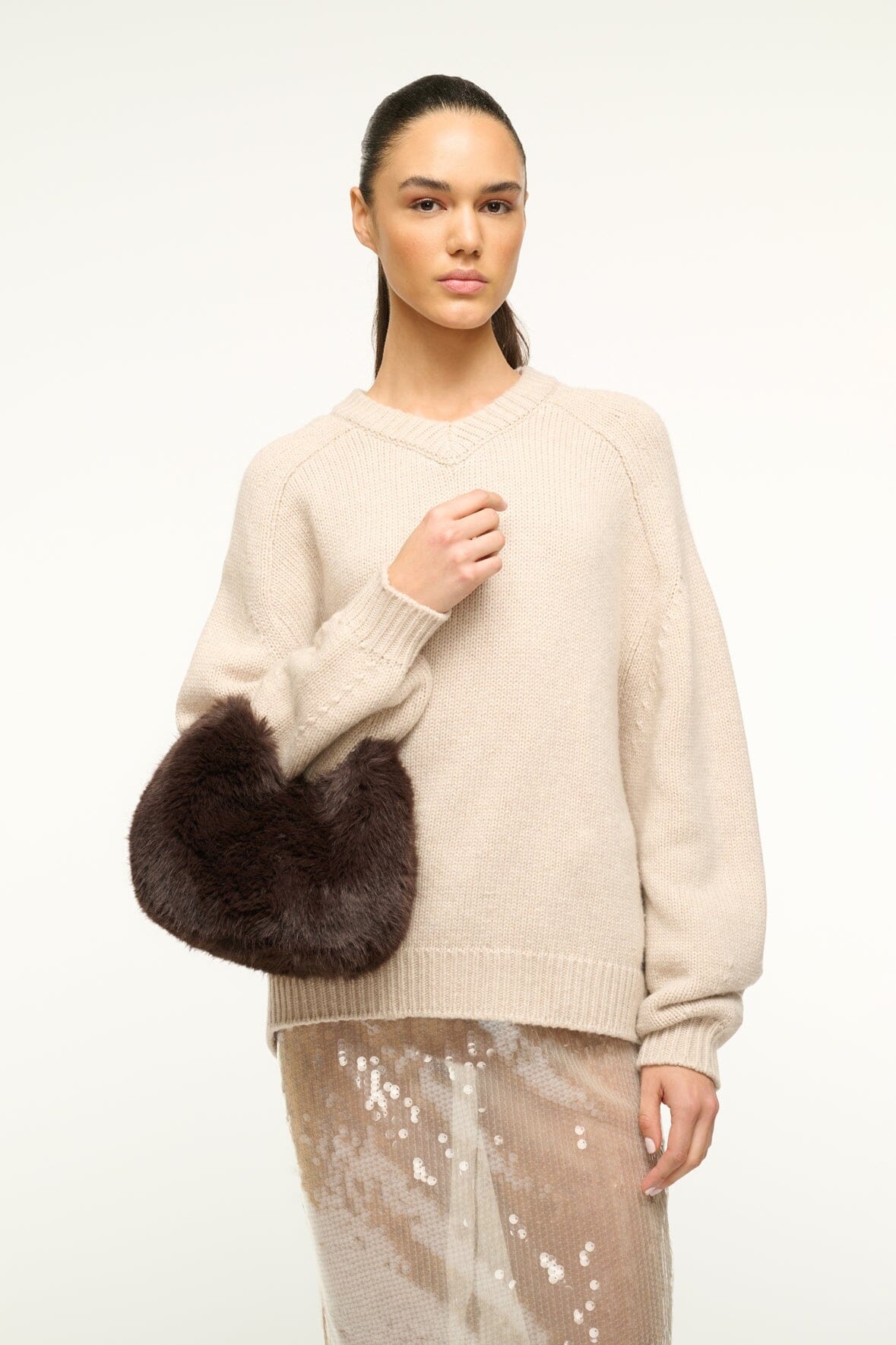STAUD ROMEO FAUX FUR BAG ESPRESSO - 2