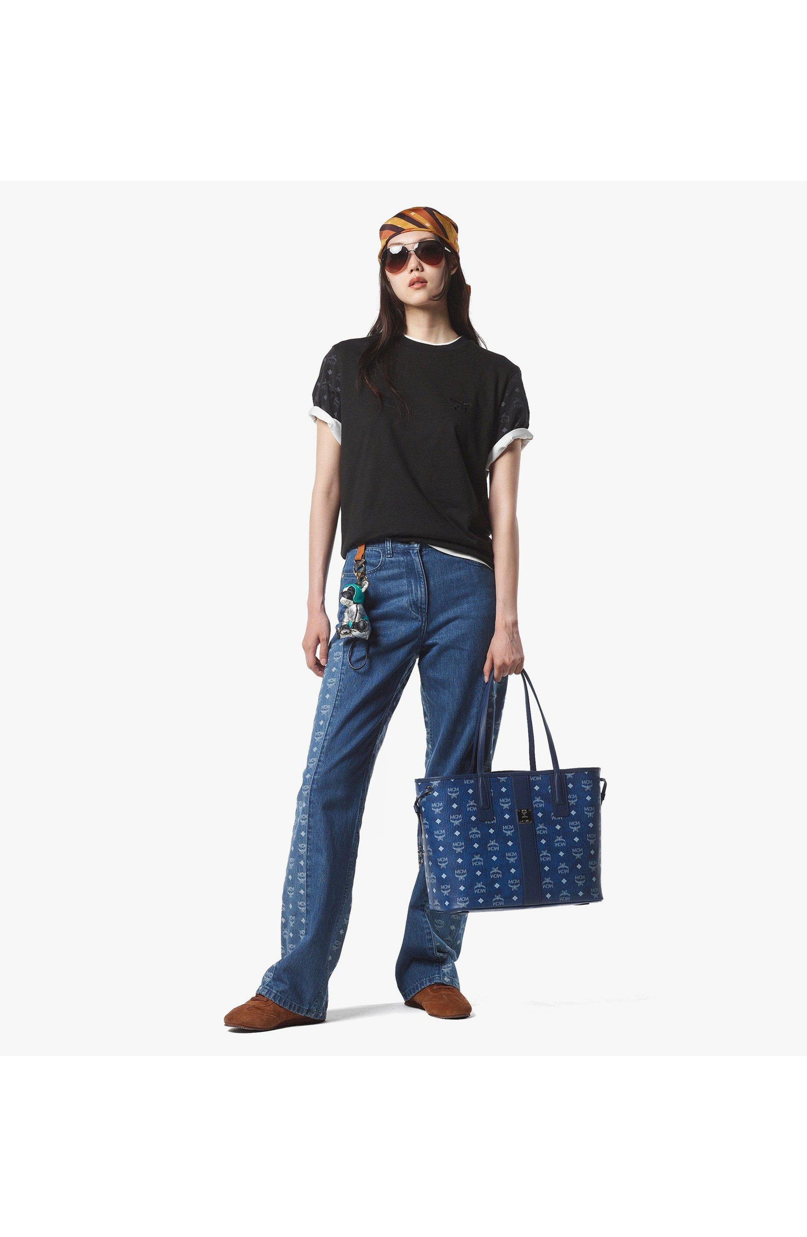 MCM Medium Liz Shopper in Visetos in Blue Visetos at Nordstrom - 6