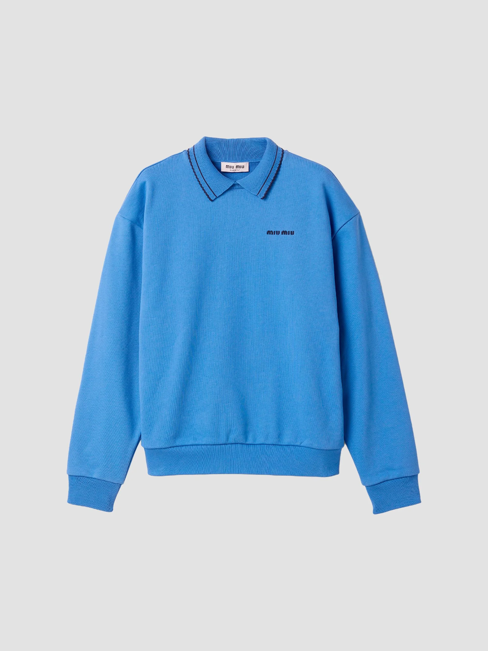 Women's Cotton Fleece Sweatshirt - Blue - 1