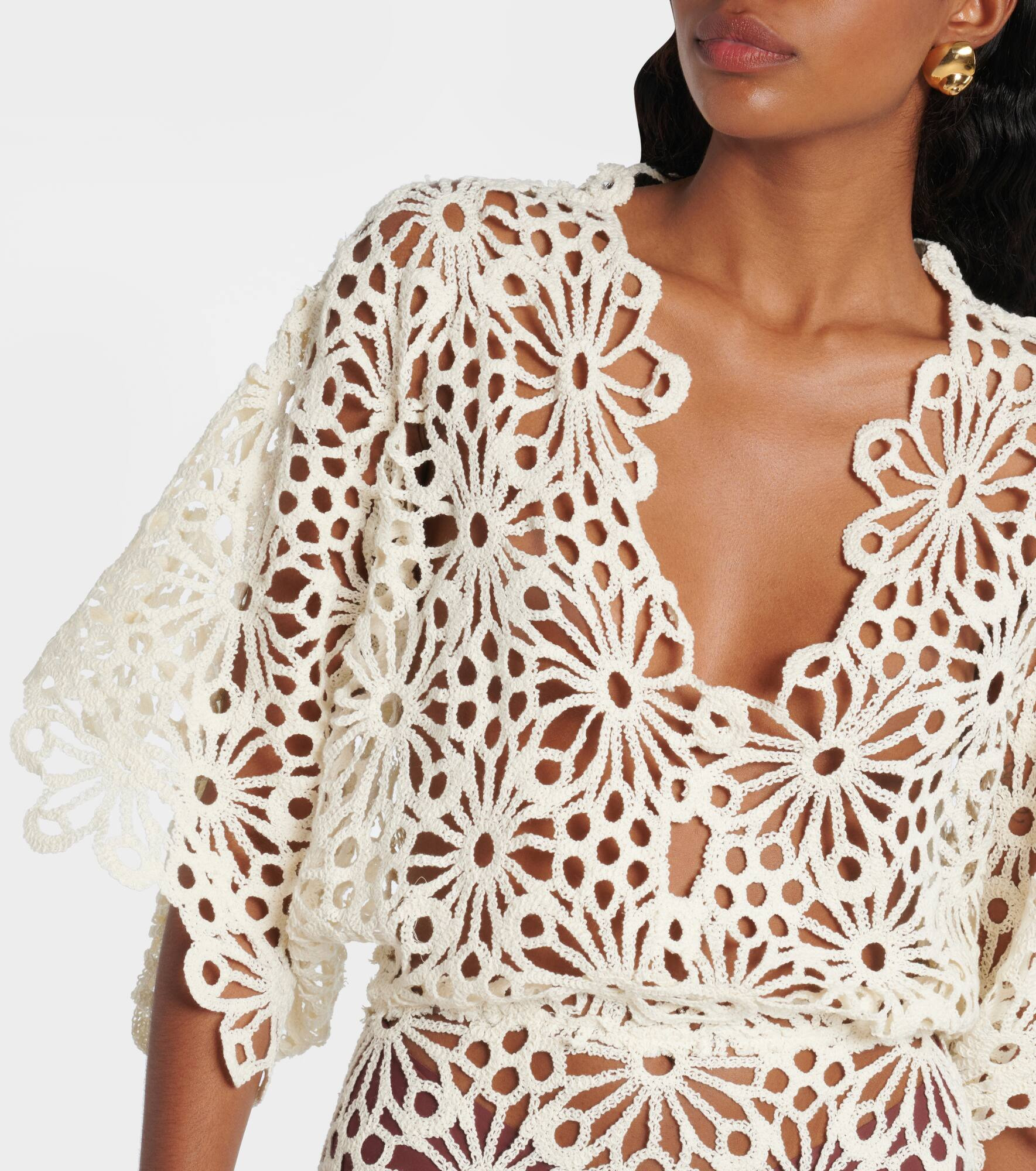 Obie crochet cotton and linen maxi dress - 4