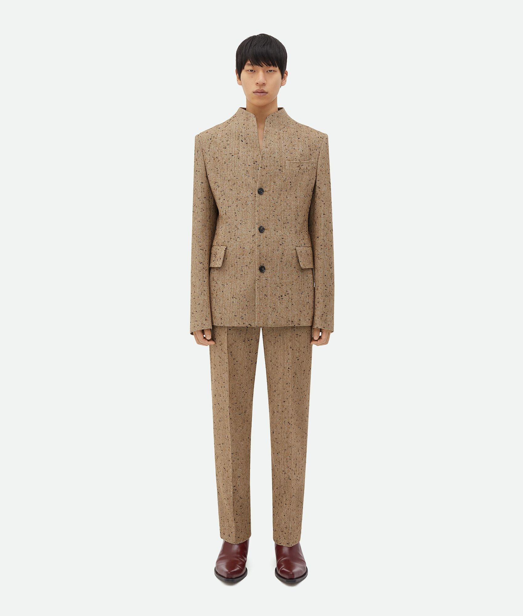 Knotted Wool Funnel Neck Jacket - 1