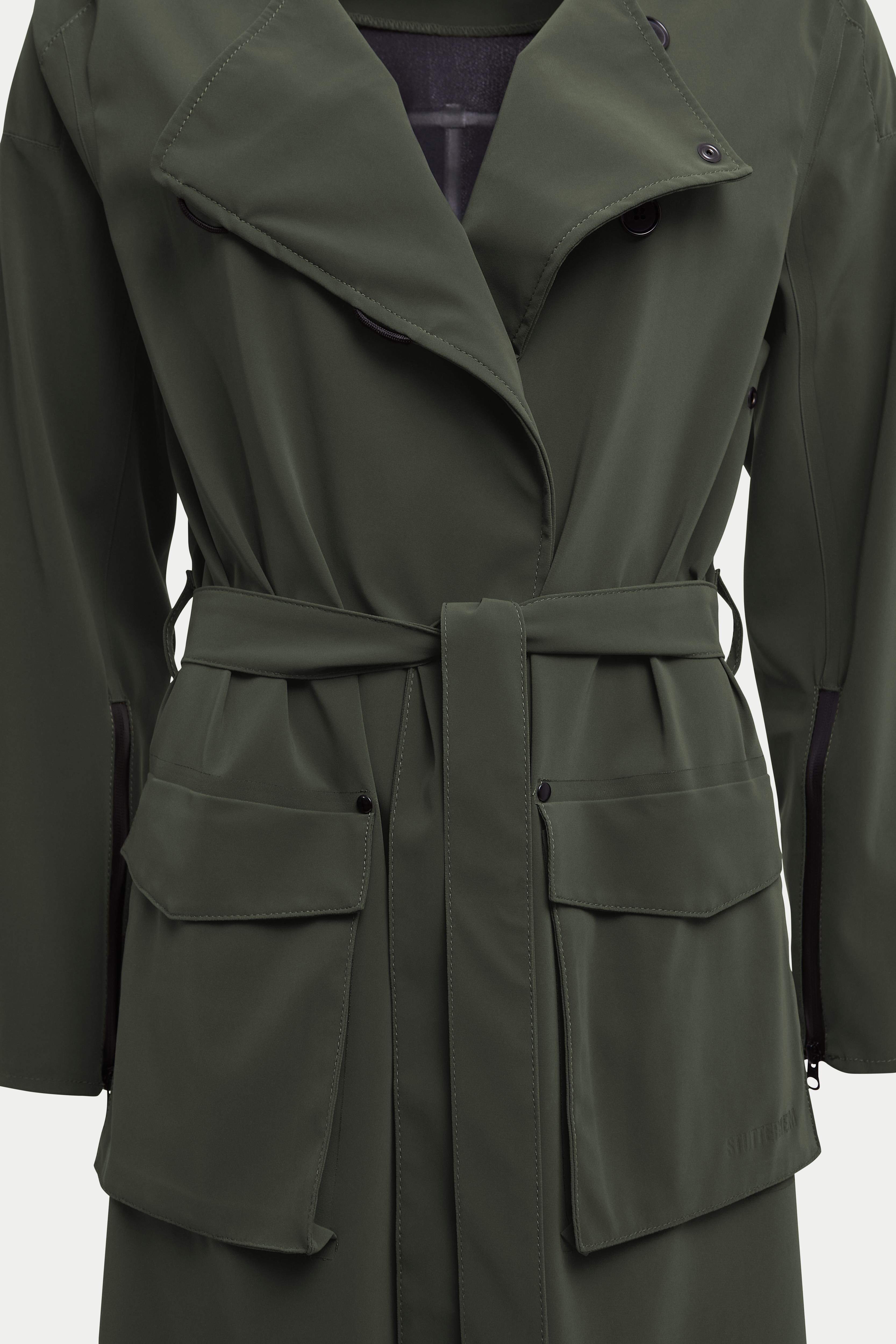Kista Matte Trench Coat Dark Green - 7