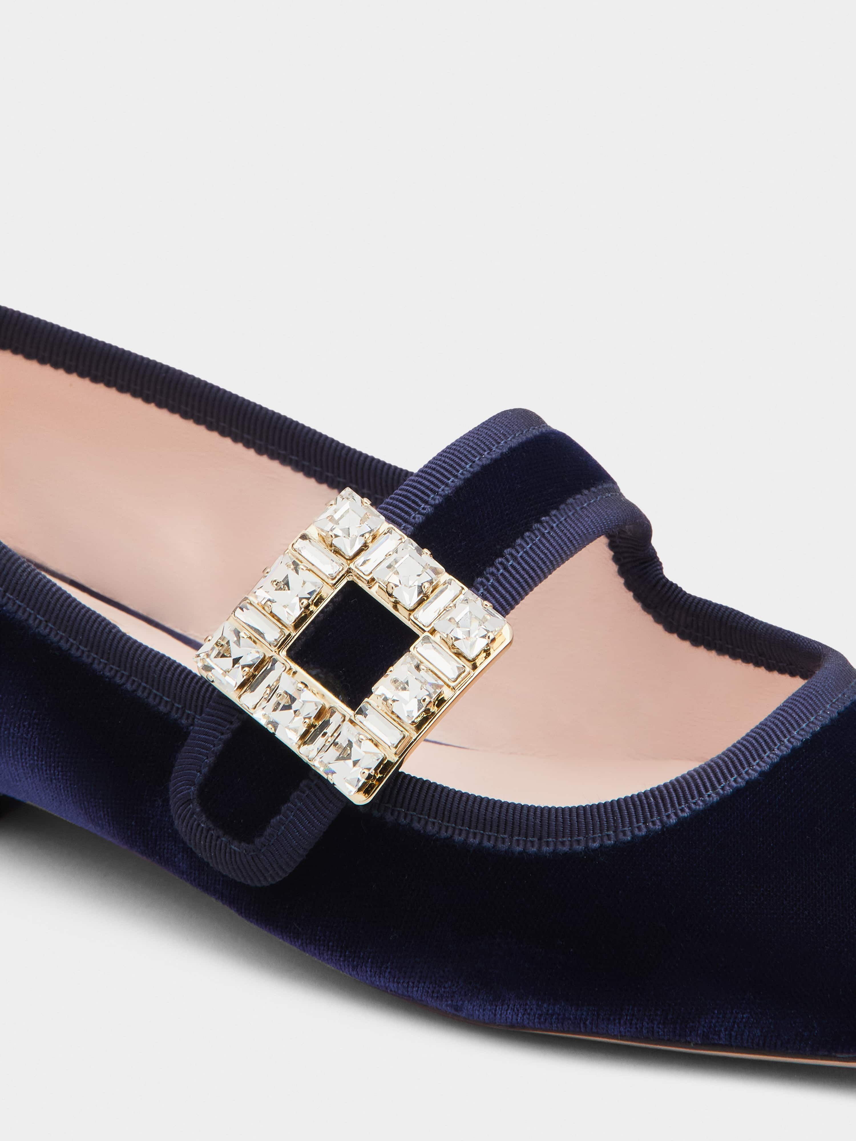 Très Vivier Strass Buckle Babies Ballerinas in Velvet - 3