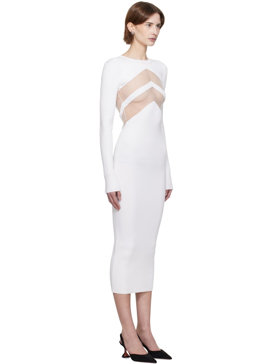 White 'The Chevrons' Midi Dress - 2