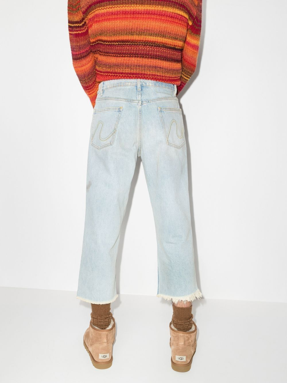 stonewashed cropped jeans - 3