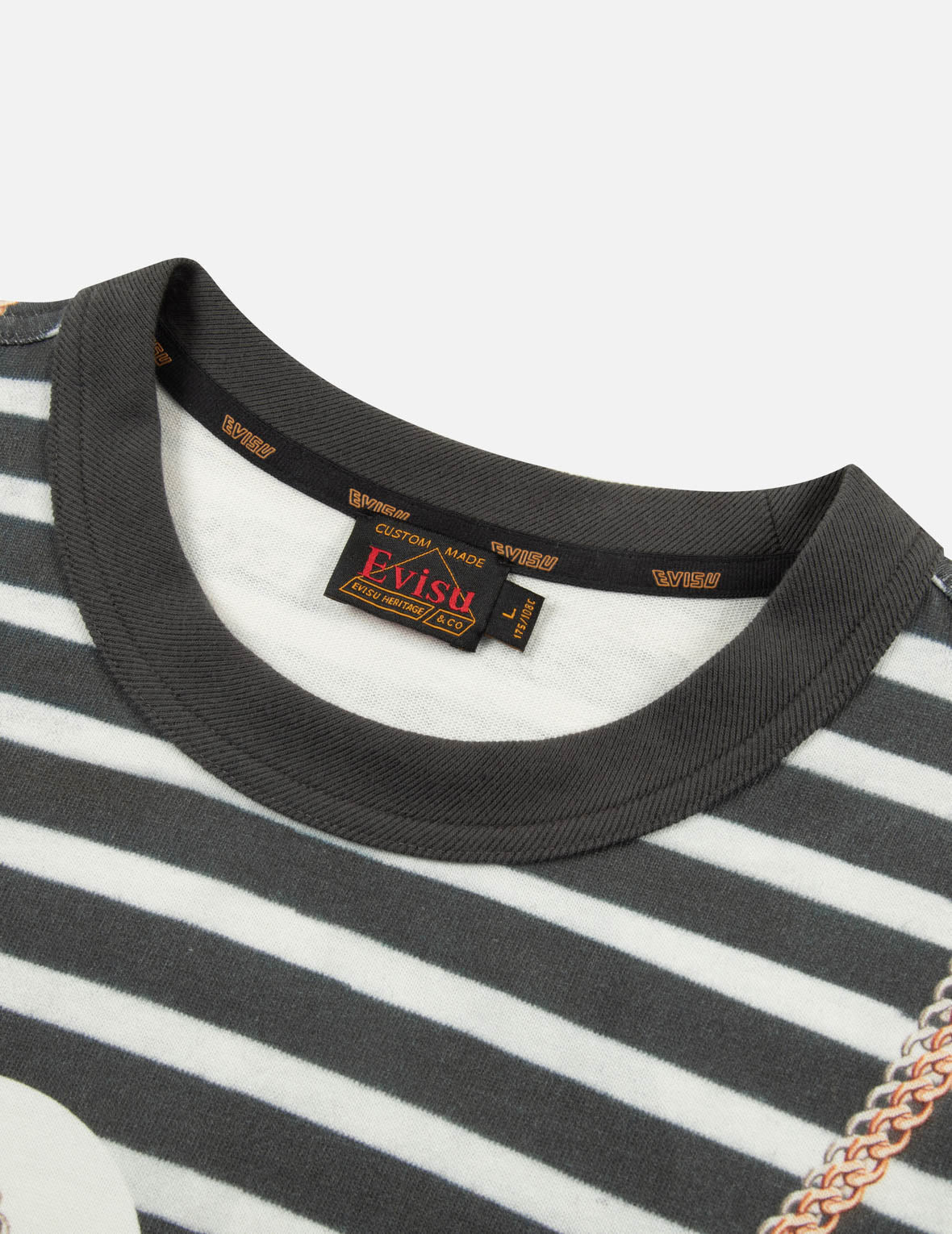 TROMPE-L'OEIL AND SEAGULL PRINT LOOSE FIT STRIPE T-SHIRT - 10