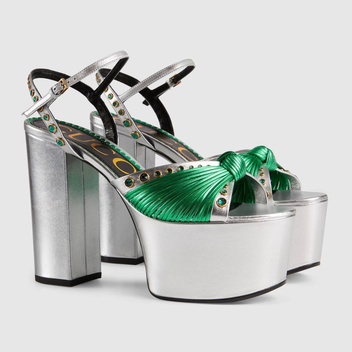 Metallic leather platform sandal - 2