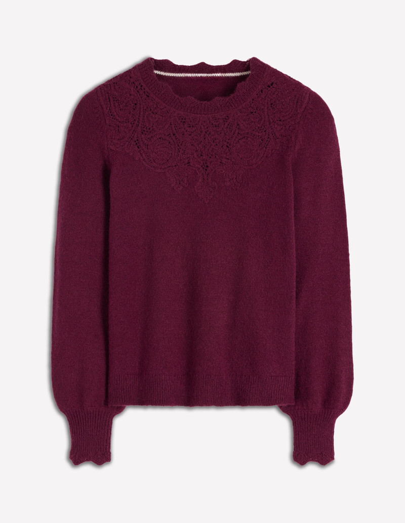 Fluffy Embroidered Sweater-Deep Wisteria 1