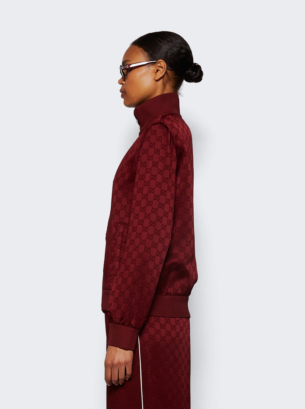 Gg Jacquard Zip Jacket Red - 4