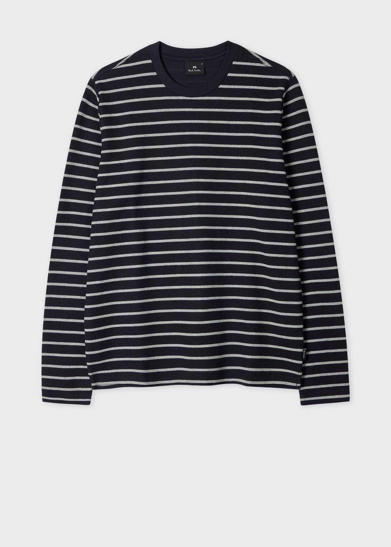 Navy Textured Stripe Sweatshirt 1