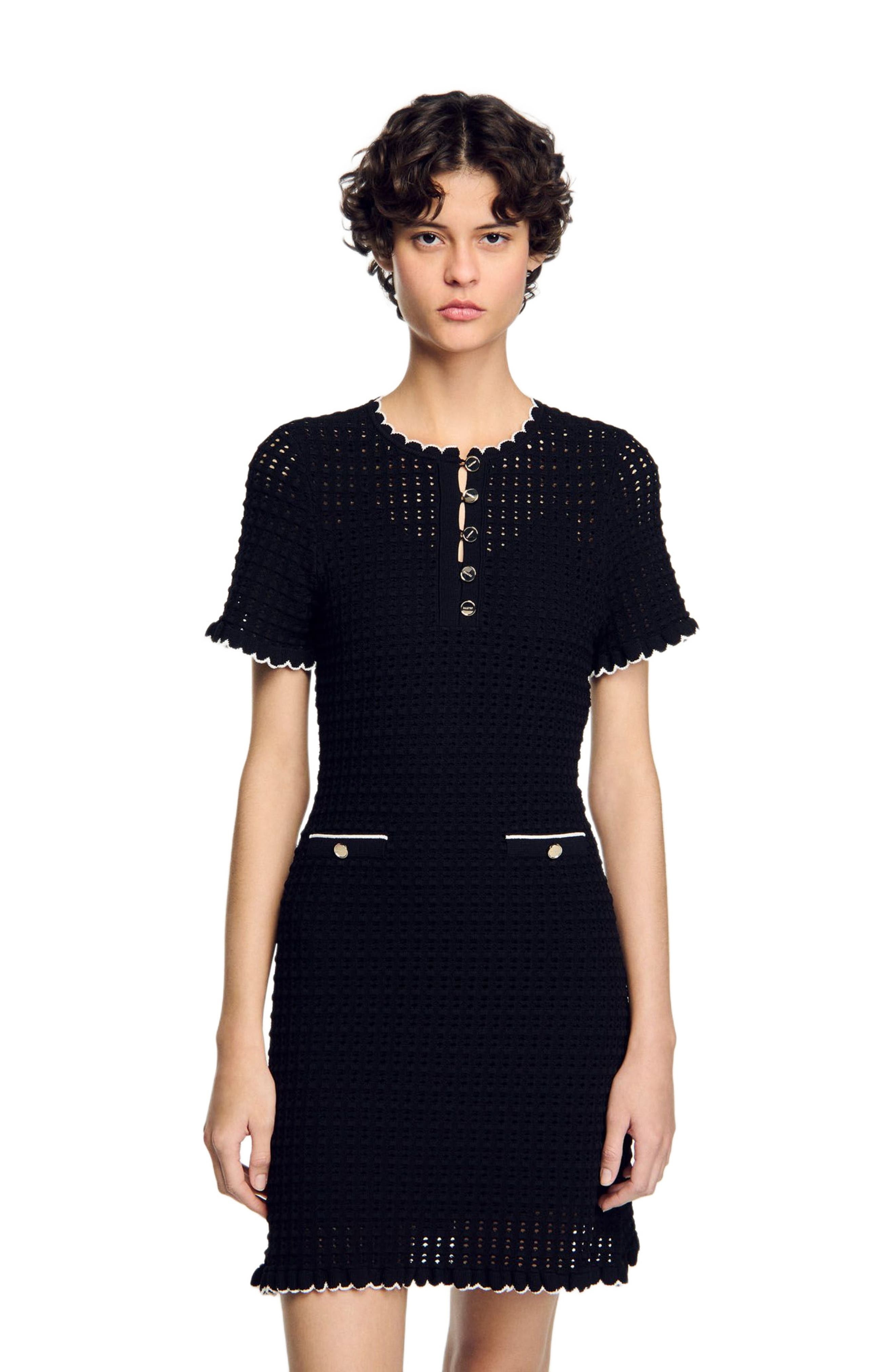 SANDRO Short knit dress in Black at Nordstrom - 3