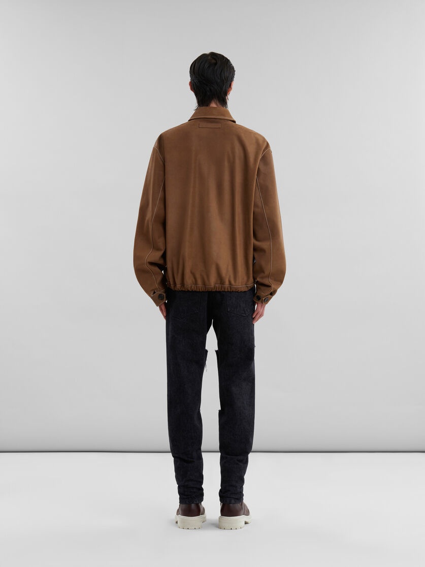 BROWN SUEDE AND LEATHER PATCHWORK JACKET - 3