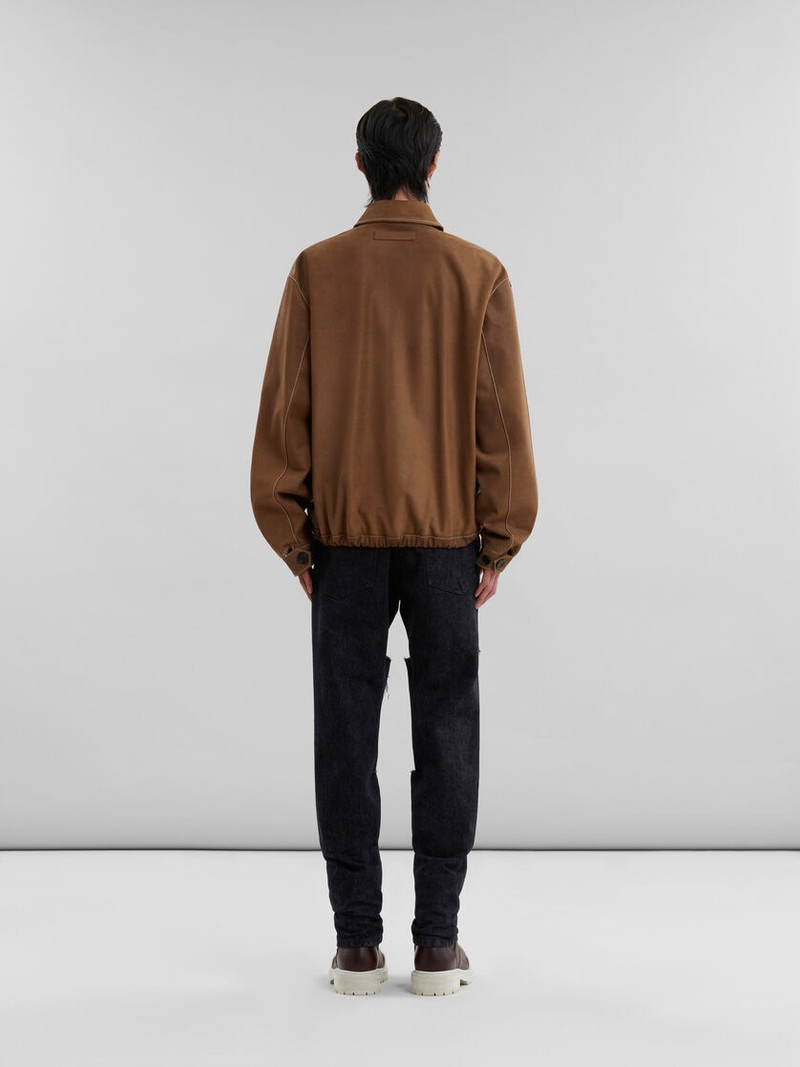 BROWN SUEDE AND LEATHER PATCHWORK JACKET 3
