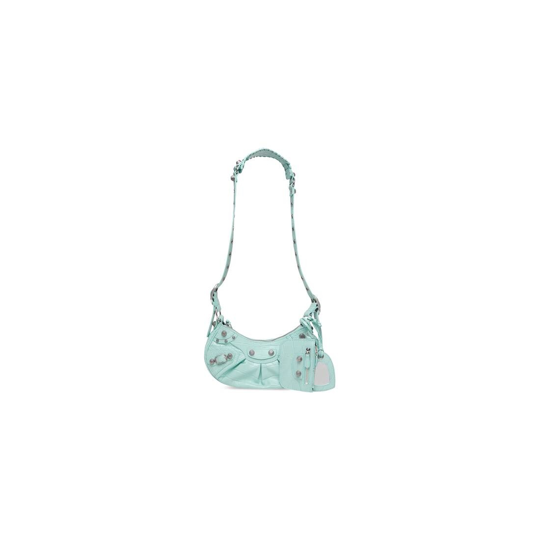Women's Le Cagole Xs Shoulder Bag Crocodile Embossed  in Mint - 1