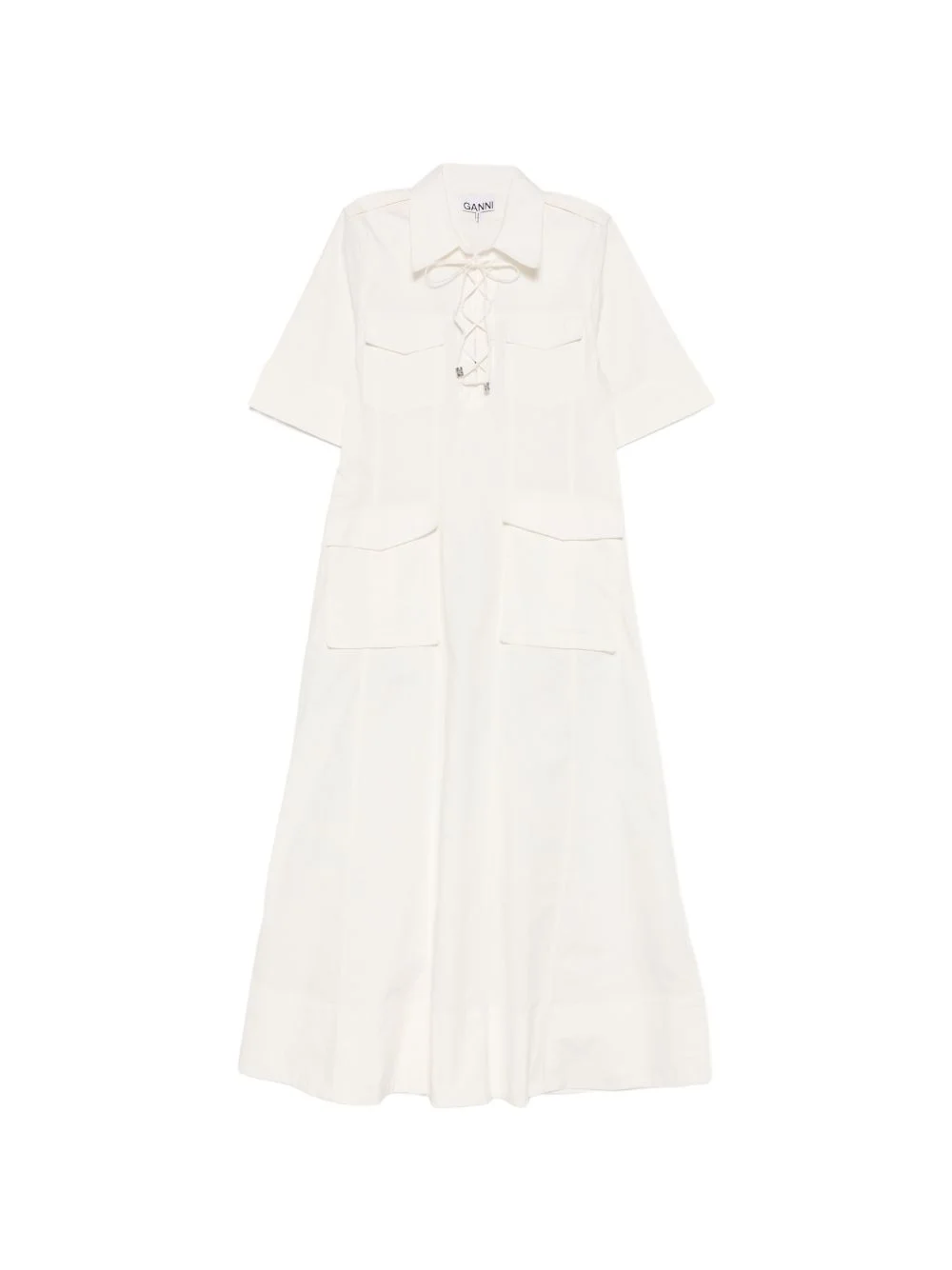 lace-up pocket dress - 1