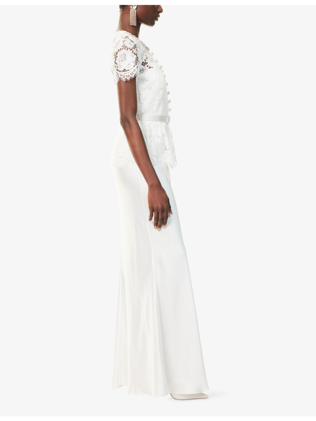 Contrast-Satin Lace Woven Maxi Dress - 3