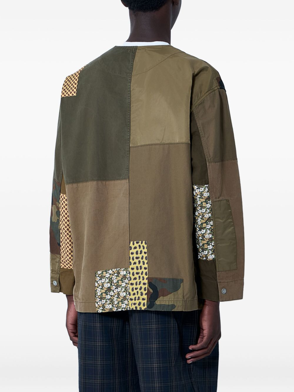 patchwork panelled shirt jacket - 4