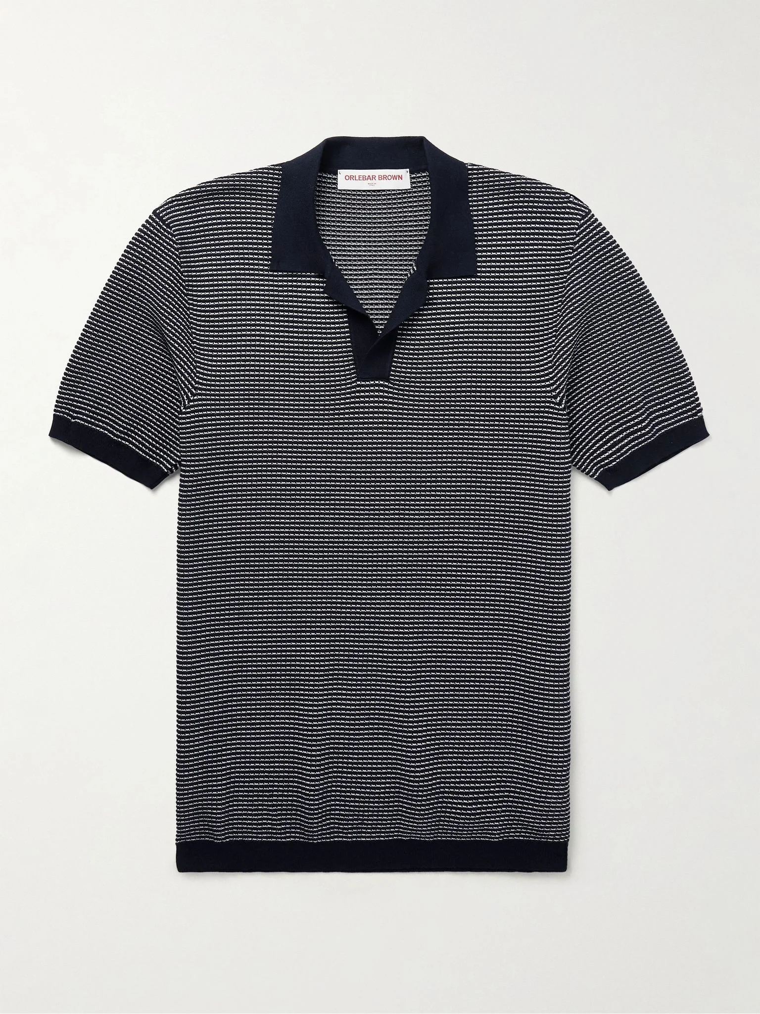 Roddy Waffle-Knit Polo Shirt Navy - 1