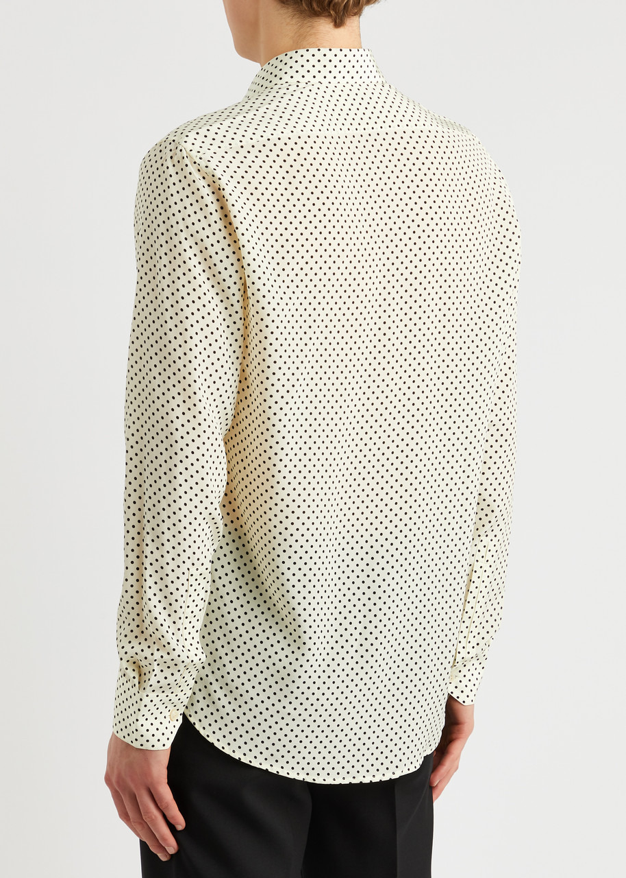 Polka-dot printed silk shirt - 3