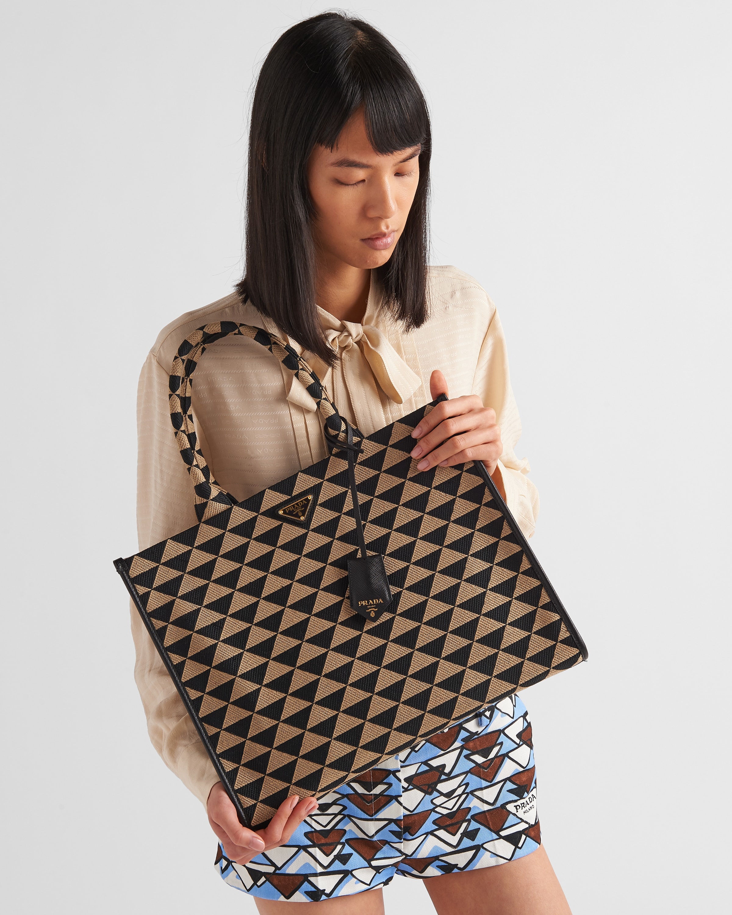 Prada Prada Symbole jacquard large tote bag