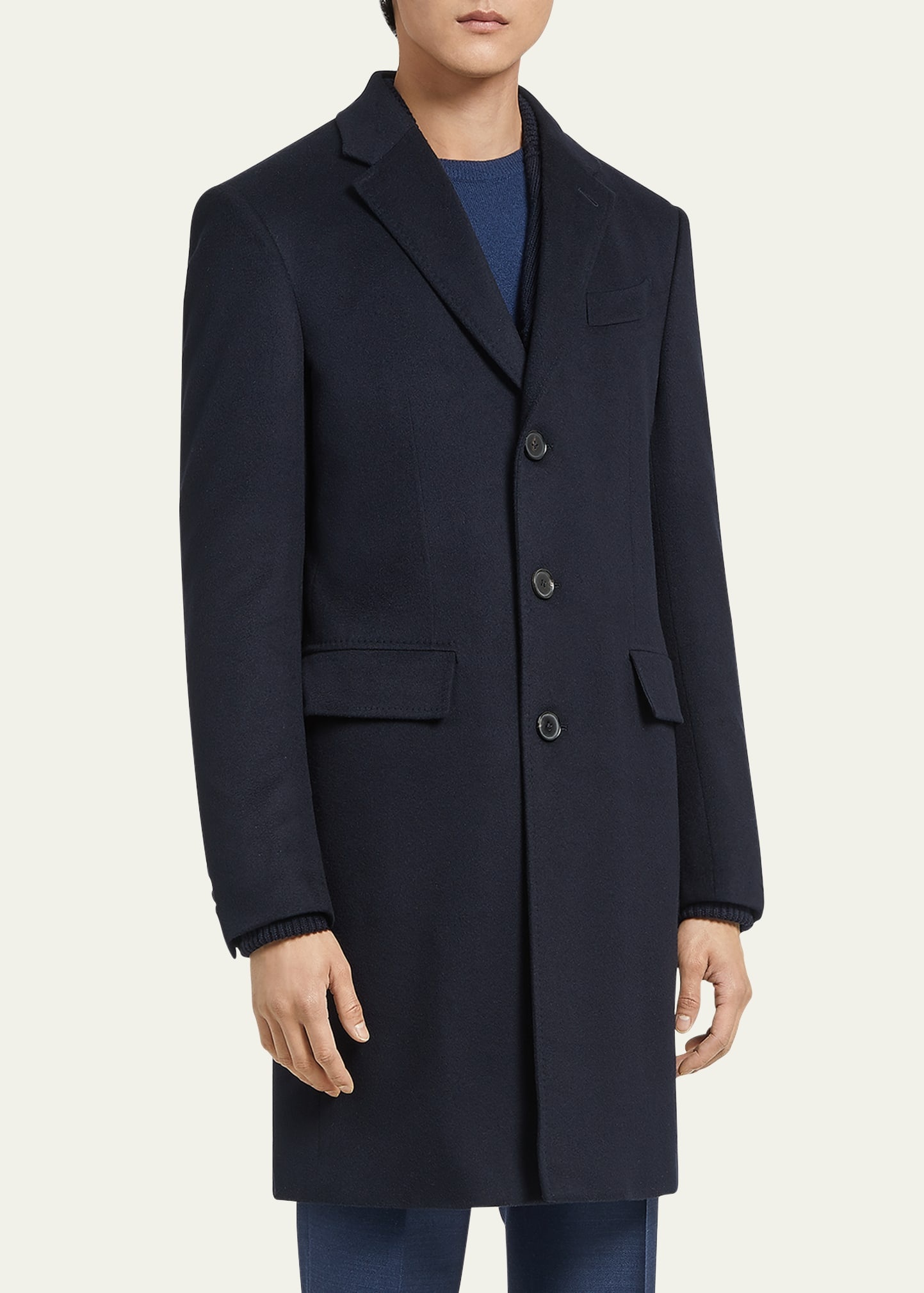 Men's Solid Cashmere Topcoat - 4