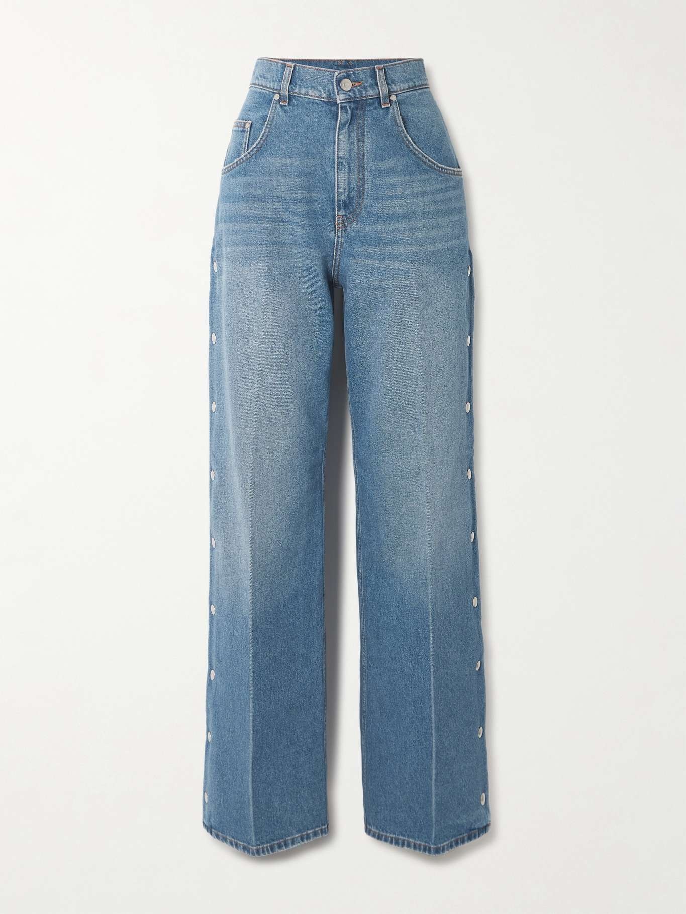 Button-detailed mid-rise flared jeans - 1