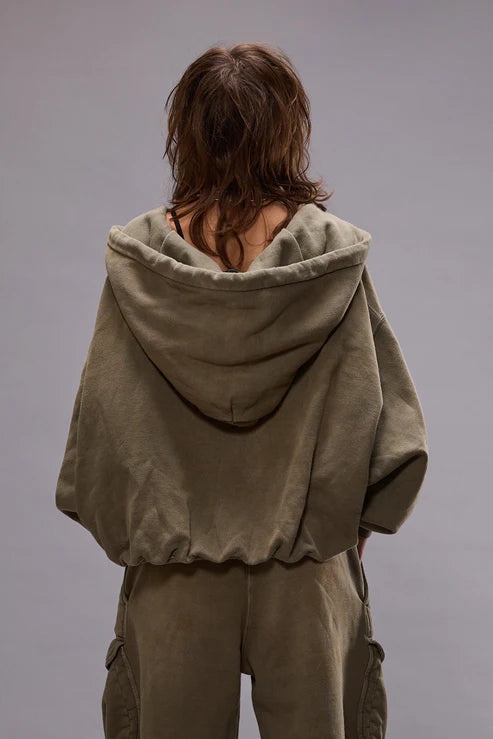 Balloon Zip Up Hoodie Faded Olive - 2