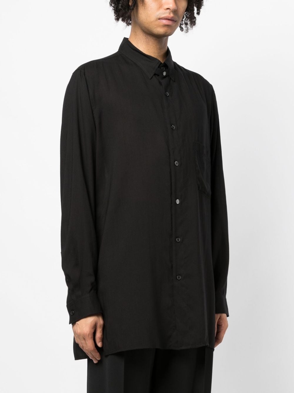 pointed-collar button-up shirt - 3