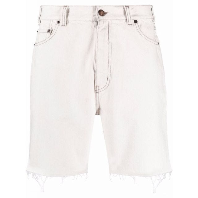 Frayed hem white denim Shorts - 1