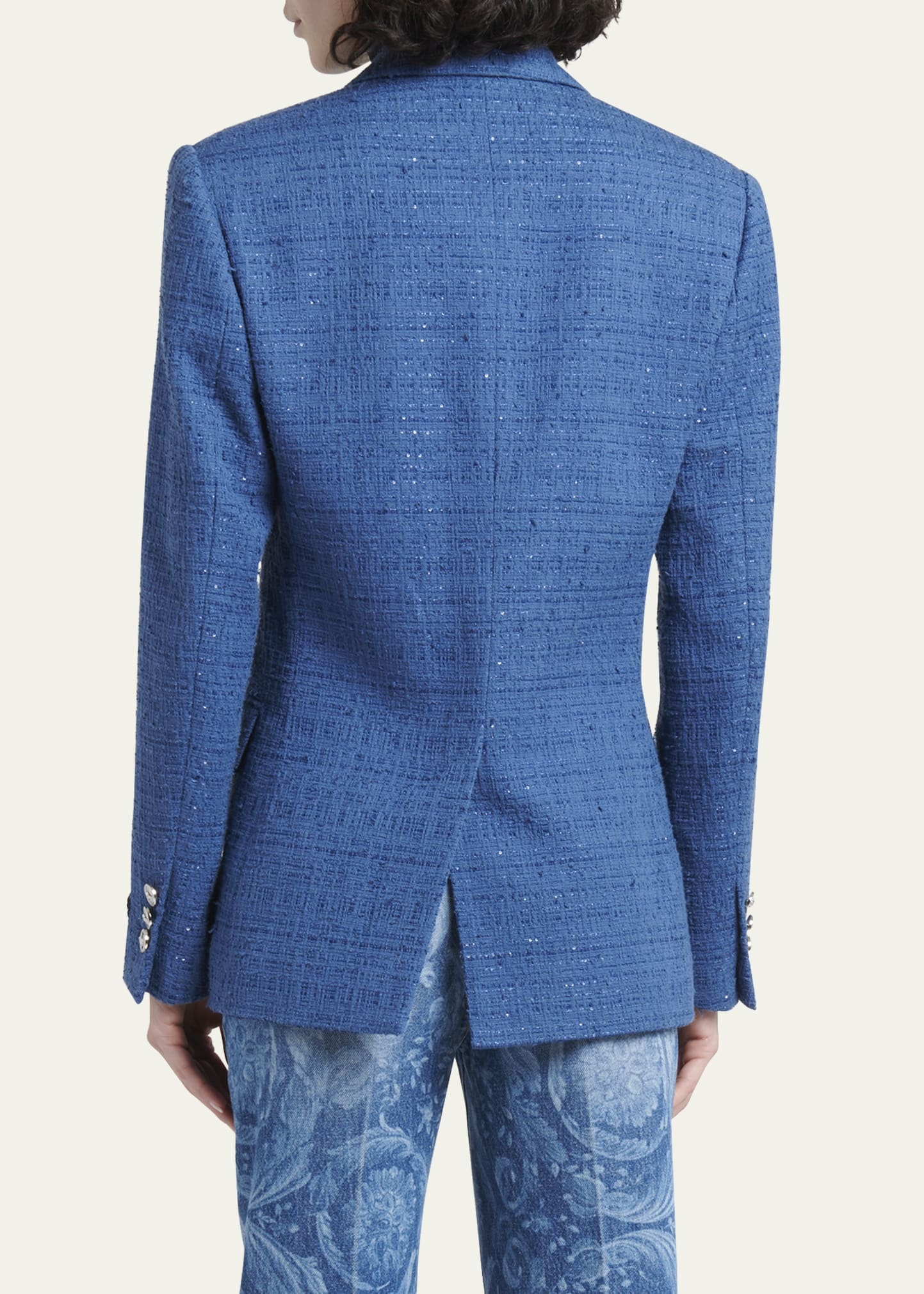 VERSACE Informal Double-Breasted Tweed Jacket