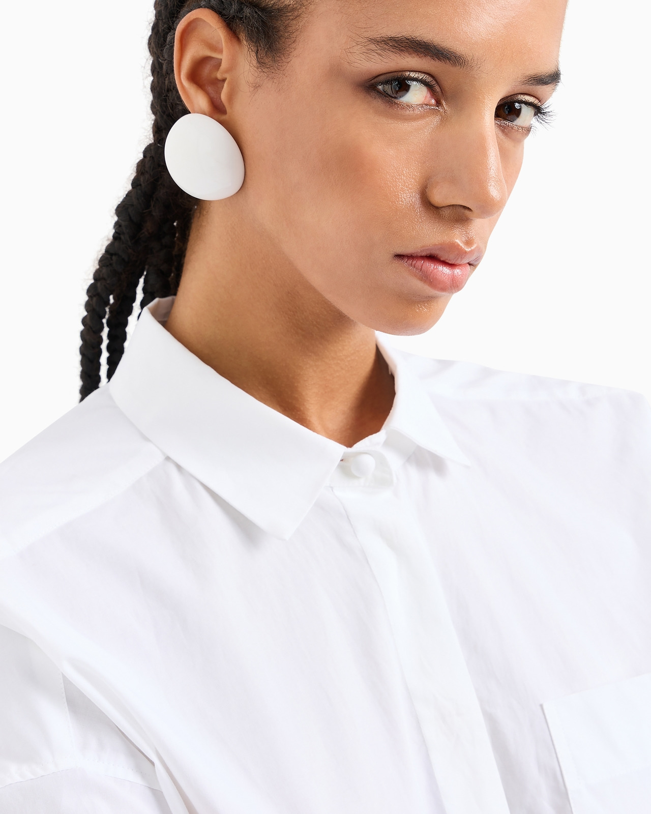 Poplin shirt with asymmetric hem and patch pocket - 6