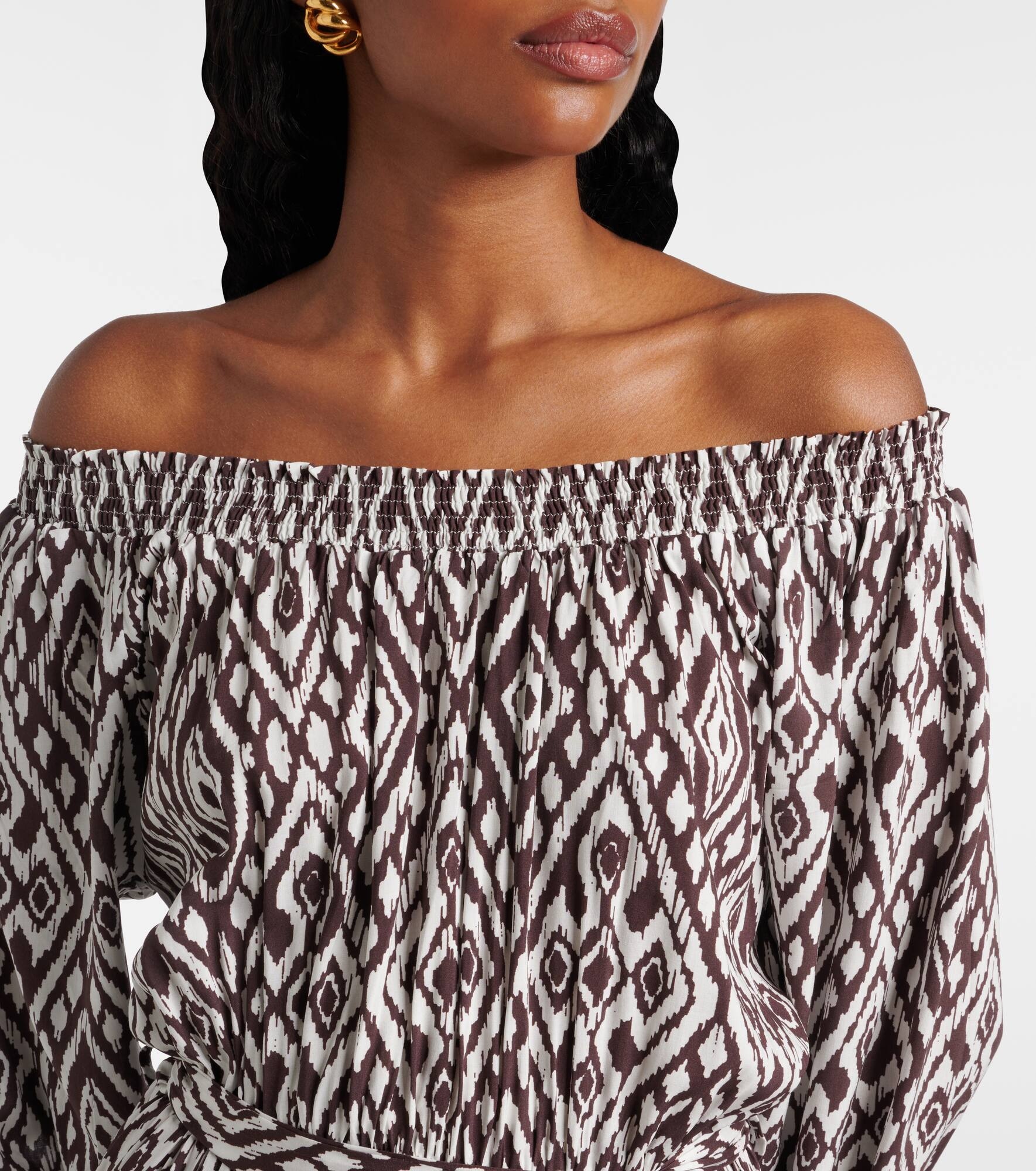 Eclipse gathered printed midi dress - 4