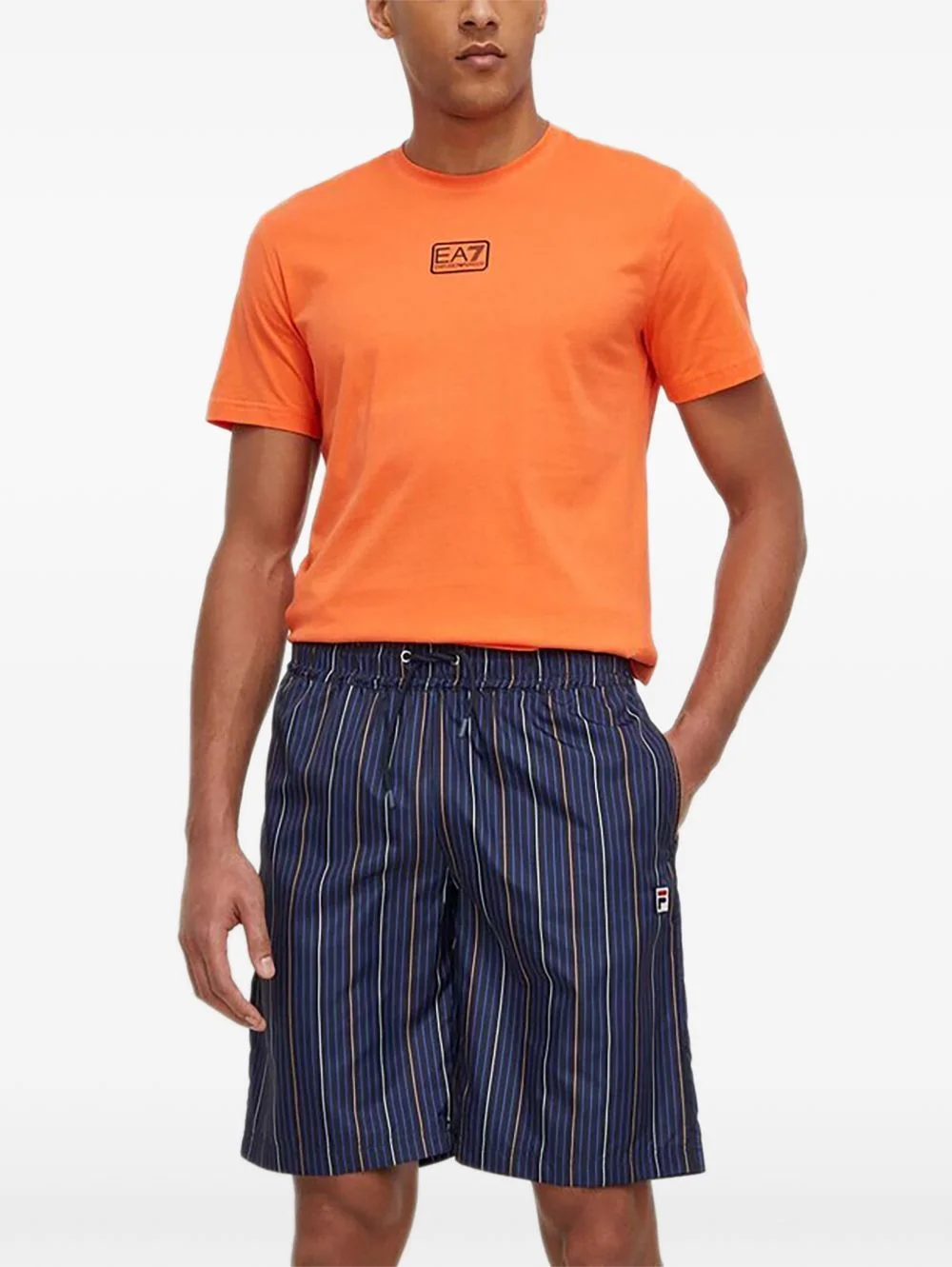 striped logo shorts - 1