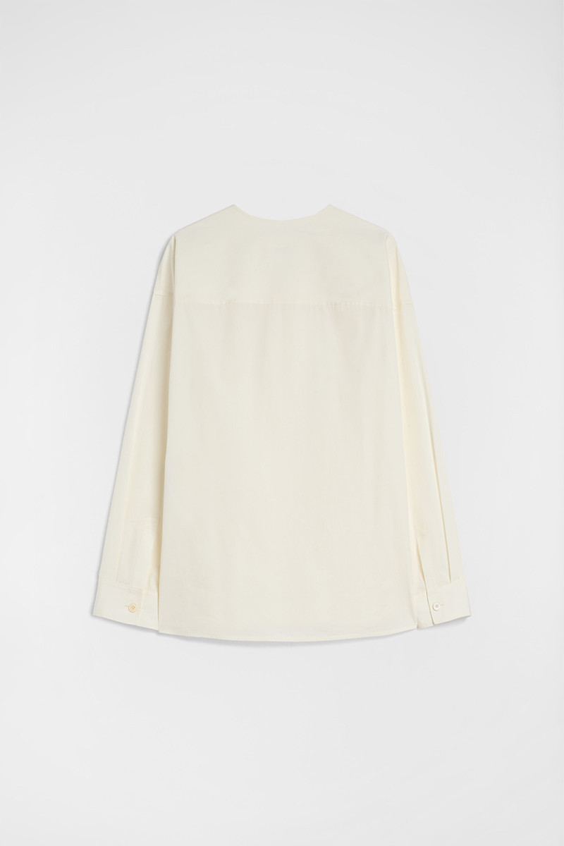 Cotton Poplin V-Neck Shirt 6