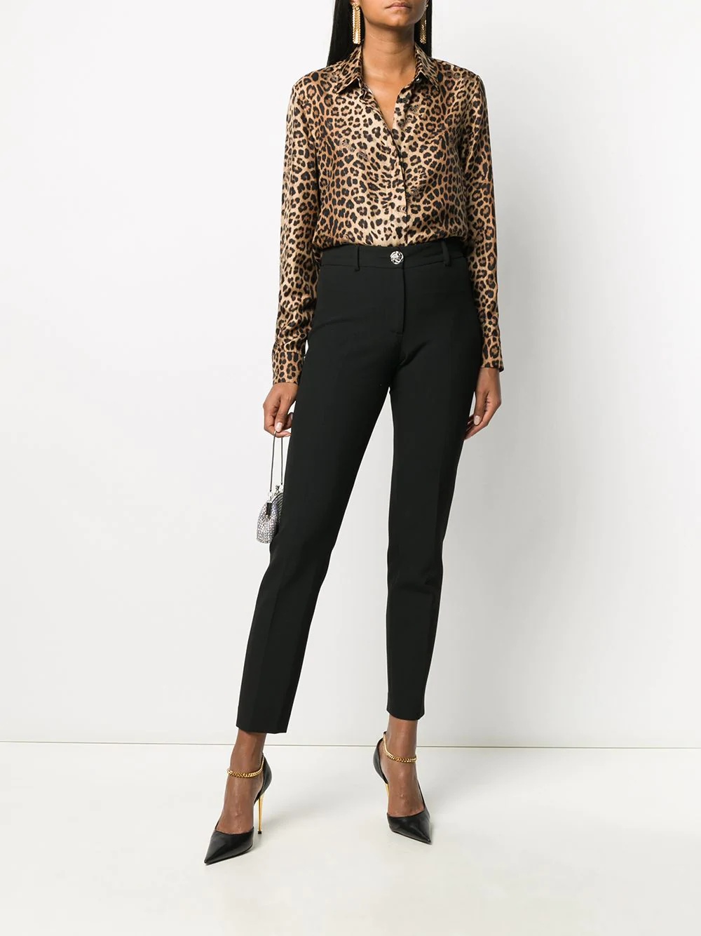 leopard-print logo silk shirt - 2