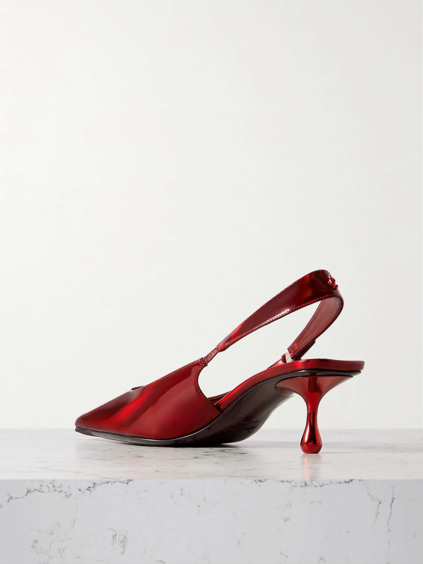 Amel 50 embellished mirrored-leather slingback pumps Red - 3