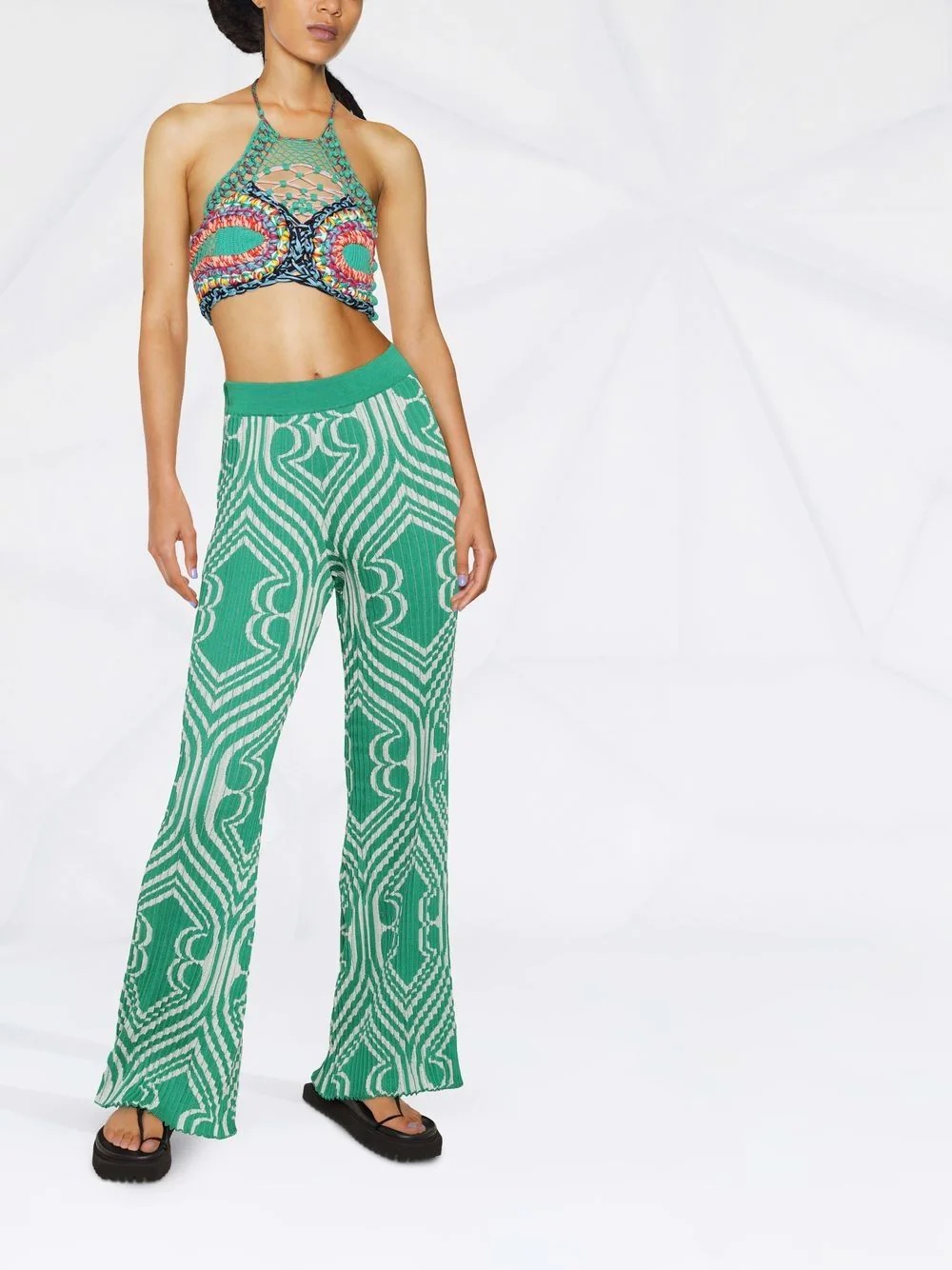 pleated jacquard trousers - 2